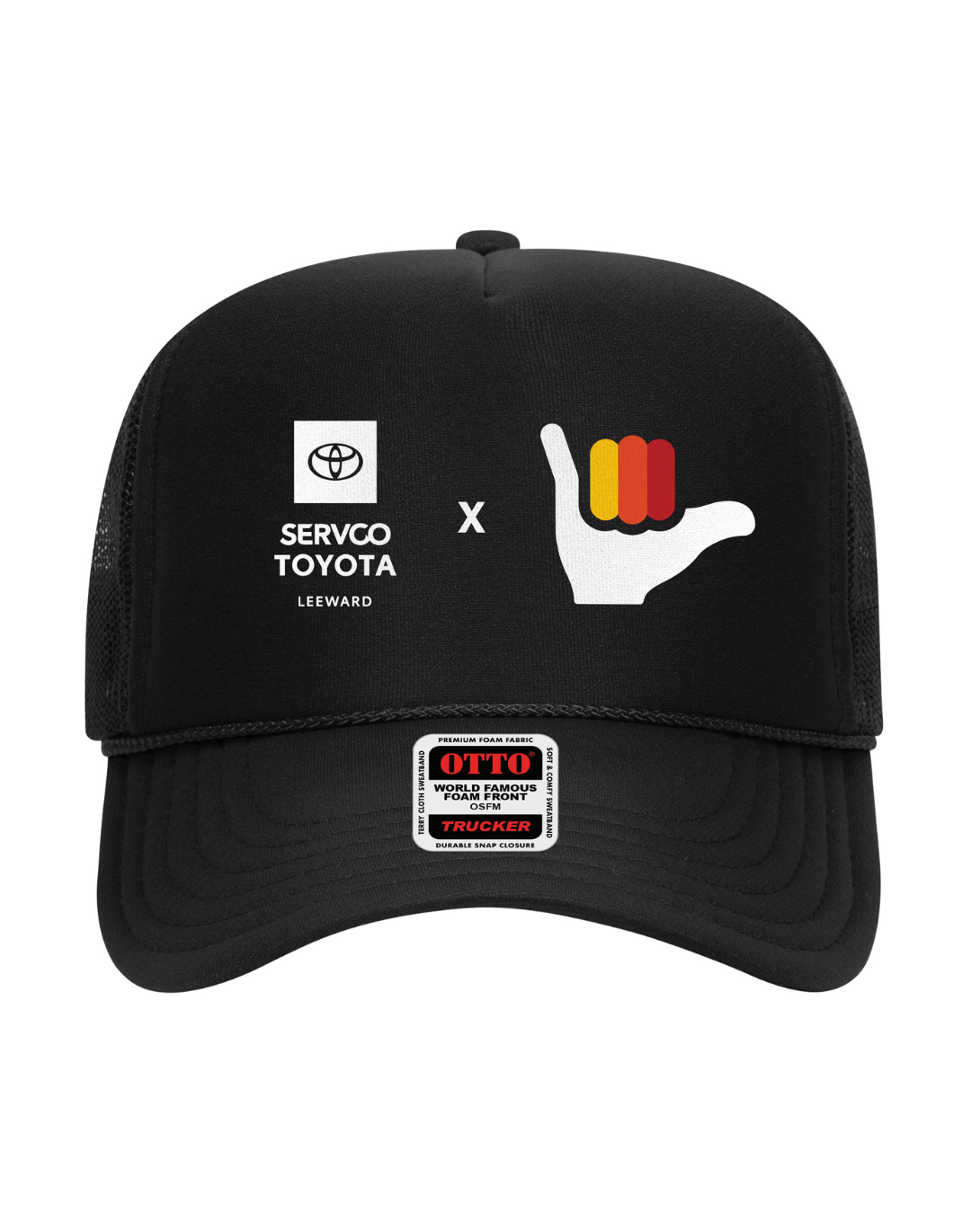 Black High-Crown Trucker Hat — Servco Toyota Leeward x Heritage Shaka