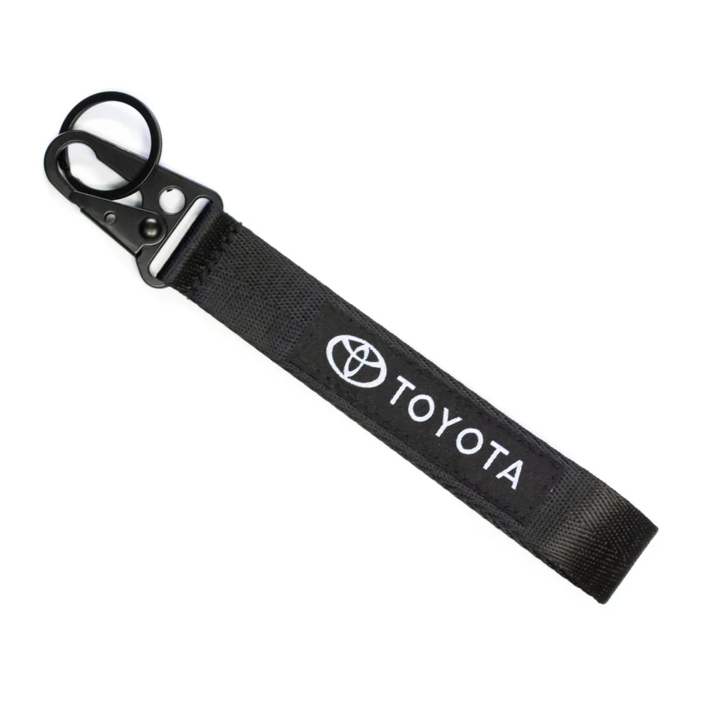 Toyota Black Racing Keychain Metal key Ring Hook Strap Lanyard Universal