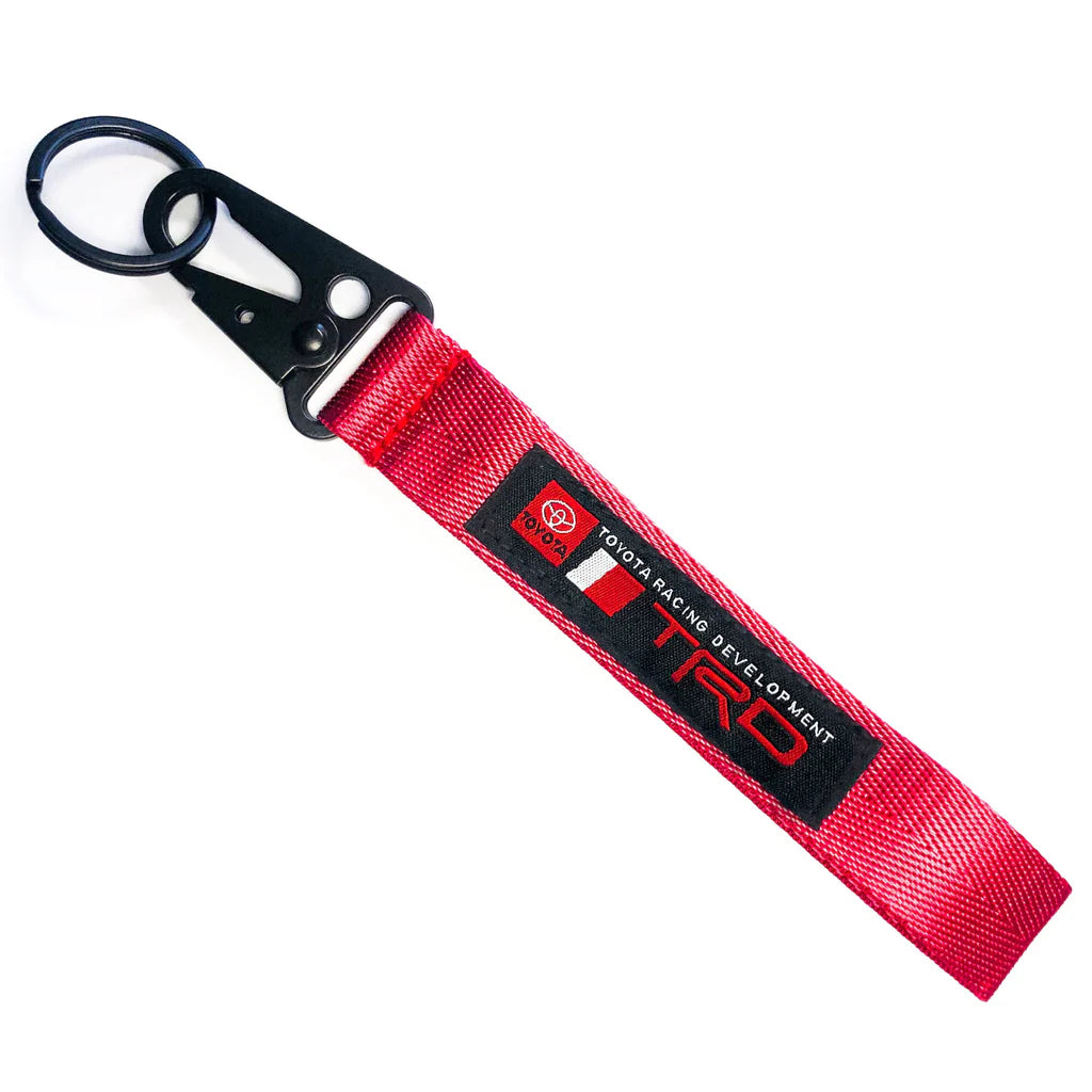 TRD Red Racing Keychain Metal key Ring Hook Strap Lanyard Universal