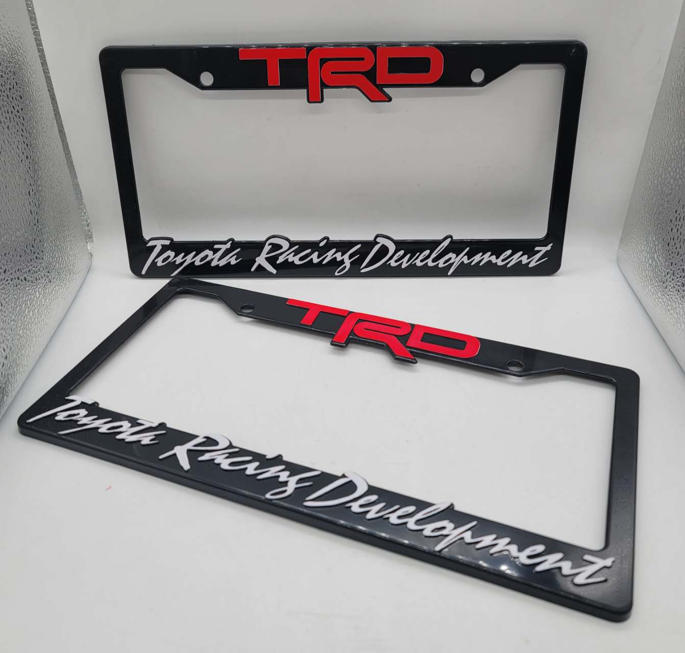 Universal 2PCS TRD ABS Plastic Black License Plate Frame Cover