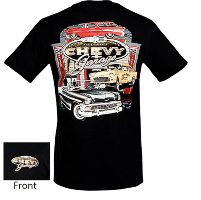CHEVY T-SHIRT BLACK CHEVY GARAGE VINTAGE CLASSIC CARS